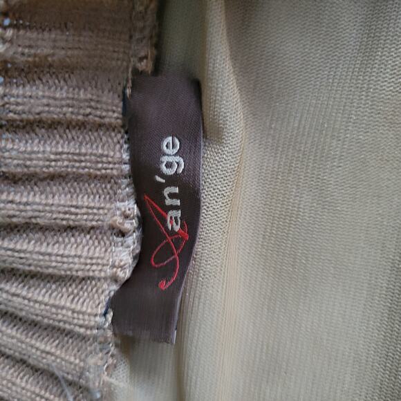 French Y2K Glam genuine Mongolian Fur Ribbed Knit Cardigan XS Heritage Old Money - Picture 10 of 13